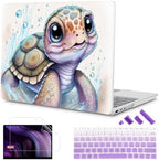 Mektron Case for 13.5" Microsoft Surface Laptop 5/4/3 with Metal Palm Rest Model 1951/1868, 2019/2021/2022 Release Plastic Hard Shell Cover with Screen Protector + Keyboard Cover, Cute Turtle by Mektron