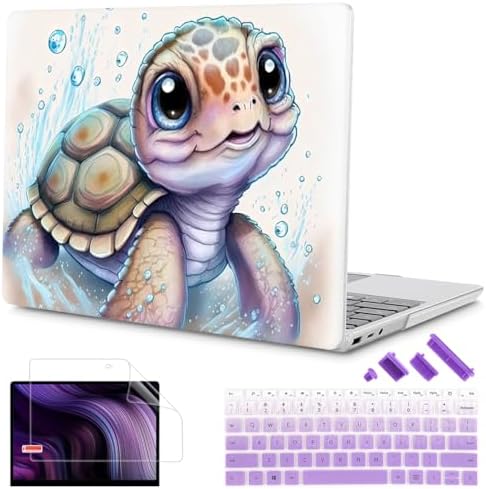Mektron Case for 13.5" Microsoft Surface Laptop 5/4/3 with Metal Palm Rest Model 1951/1868, 2019/2021/2022 Release Plastic Hard Shell Cover with Screen Protector + Keyboard Cover, Cute Turtle by Mektron