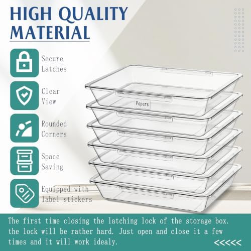 Tinlade 6 Pcs Classroom Paper Storage Bins with Lids, 13x10, Clear - Image 3