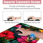 Large Keyboard Mouse Pad Set, Extended Mouse Pad+Keyboard Wrist Rest Support, Memory Foam Ergonomic Easy Typing, 4Pcs (31.5×11.8 in) Desk Pad Set for Office Home,Vibrant Tropical Flower - Image 5