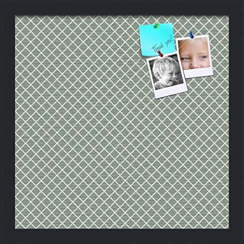 PinPix 14x14 inch Cork Bulletin Board. This Decorative Framed Pin Board Comes with Diamond Pattern in Nile Green Design and Satin Black. Ideal for Home, Office Decor or School (PinPix-380) by PinPixBulletinBoards