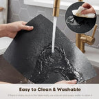 Artoid Mode Black Faux Leather Placemats Set of 8, 12x18 Inch Waterproof Wipeable Heat Resistant Vinyl Halloween Place Mats, Reversible Table Mats for Kitchen Dining Decor - Image 5