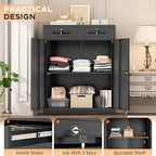 INTERGREAT Metal Garage Storage Cabinets with Lock,Steel Storage Cabinet with Drawer and 2 Adjustable Shelves, Small Lockable Office Steel Cabinet for Home, Warehouse, School, Black - Image 5