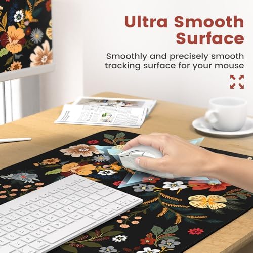 iCasso Desk Cover Mat, 4in1 Floral Large Mouse Pad with Wrist Rest - Image 6