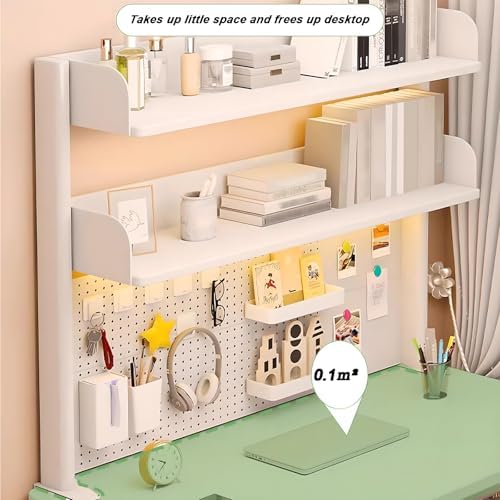 Clamp On Desk Organizer Shelf,White Desk Extender Pegboard Workstation,Computer Desk Accessories for Office, Privacy Panel for Gaming Desk,23.6/31.4/39.3in Desktop Shelving (white, 80cm/31.4in) - Image 5