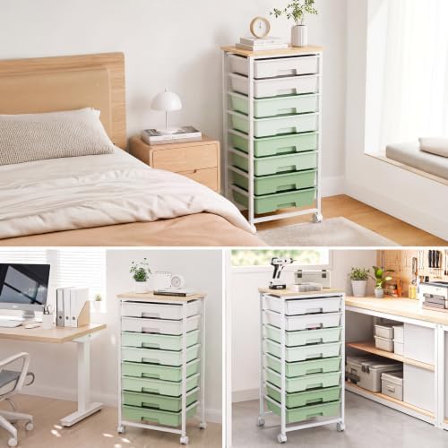 LEHOM Rolling Storage Cart with 8 Drawers, Utility Cart on Lockable Wheels - Image 6