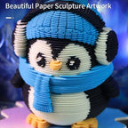 3D Memo Pad Time Piece Calendar 2027, 3D Tear-Off Art Desk Calendar 2027, Creative 3D Memo Pad Paper Art Tree House DIY Paper Carving Decoration (Aurora Penguin) - Image 6