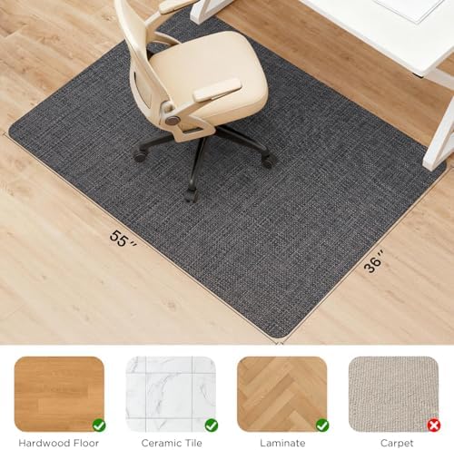Sycoodeal Chair Mat,36" x 55" Office Chair Mat for Hardwood and Tile Floor, Heavy Duty Floor Protector for Rolling Chairs,Non-Slip,Computer Mat for Home Office(Dark Coffee) - Image 2