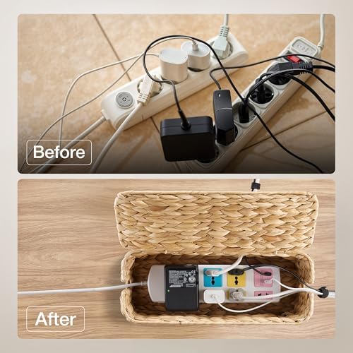 TIDITA 15" L Wicker Cable Management Box with Lid, Natural Water Hyacinth - Image 2