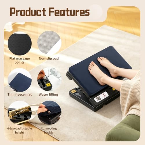 Foot Rest Under Desk, 4-Angle Adjustable, Massage & 1.18" Thin Fleece pad - Image 4