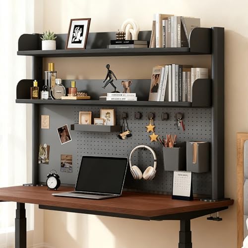 Clamp On Desk Shelf Organizer with Pegboard Desk Hutch Dorm with Storage Bookshelf Desk Top Organizer Shelf Multi-Purpose White & Black Desktop Shelves & Office Shelves (Black, W - 23.6") by %F0%9D%97%9F%F0%9D%97%B2%F0%9D%97%B3%F0%9D%97%B2%F0%9D%97%B1%F0%9D%97%BF%F0%9D%97%AE%F0%9D%98%80%F0%9D%98%81%F0%9D%97%B6%F0%9D%97%B0%F0%9D%97%B6%F0%9D%98%81%F0%9D%98%86
