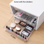 WOPITUES Wooden Desk Organizer with 3 Drawers & a Total of 5 Dividers,White - Image 4