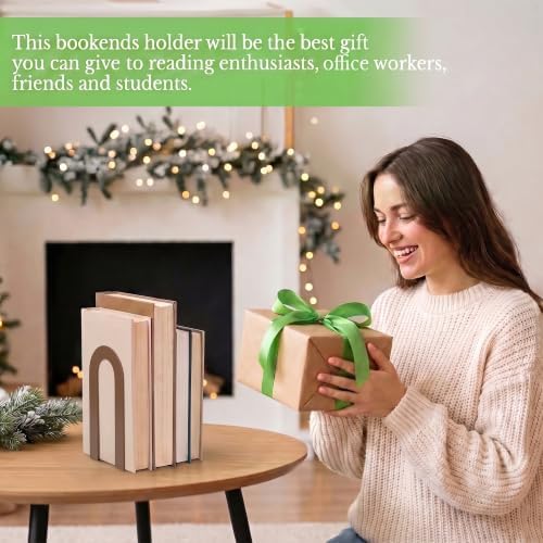 Sanwarm Bookends, 12 Pack Metal, for Home Office Desk Shelves Modern Brown - Image 7