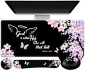 ARTSO Large Mouse Pad Ergonomic Keyboard Wrist Rest Support Combo, Psalm 46:5 God is Within Her, She Will not Fall -Bible Verse Flower Butterfly Extended Desk Mat Blotter by Artso