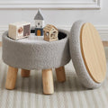 Small Foot Stool Ottoman with Storage, Sherpa Ottoman Foot Rest for Couch, Round Footstool with Storage, Small Ottomans and Footstools for Living Room and Entryway (Light Gray) by FIMIVIBI