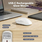 Wireless Keyboard and Mouse Combo, Magnetic Wrist Rest, Glowing White - Image 6