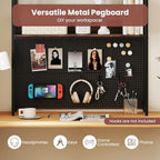 Desktop Bookshelf, 37” Desk Hutch Dorm with Pegboard - Image 4