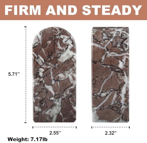 Koville Turkish Natural Marble Bookends for Shelves, Decorative Book Ends, 7lbs Heavy-Duty Marble Book Holders, Bookshelf Apartment Decor for Normal Books/CD/Video Games(Leopard) - Image 2