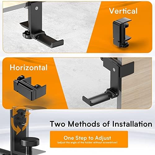 Headphone Stand Headphone Hook, Headphones Stand Under Table Foldable Aluminum Headset Holder Clamp Hanger Mount, Built in Cable Clip Organizer for PC Gaming, Office - Image 5