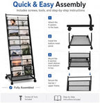 Magazine Rack 6-Tier Display Stand with Wheels, Floor Standing Holder - Image 7