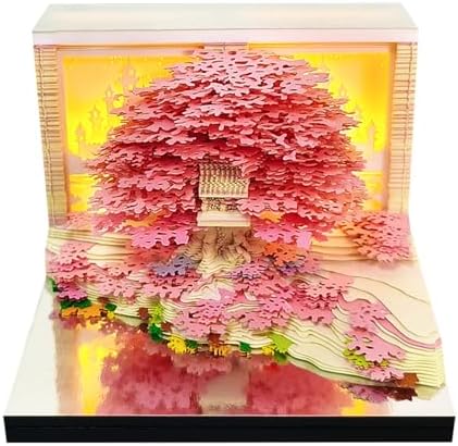 3D Calendar 2027,Creative 3D Memo Pad Time Piece Calendar 2027 Tear Away Paper Sculpture Pink Tree Multi-Color DIY Art Note by Dawnvive