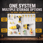 Pegboard Organizer Kit,4 Pack 14.76x10.82 in Metal Panels with 6 Bins,White - Image 4