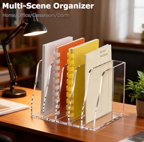YUXUN Clear Acrylic File Folder Holder - 5 Vertical Compartments - Image 7