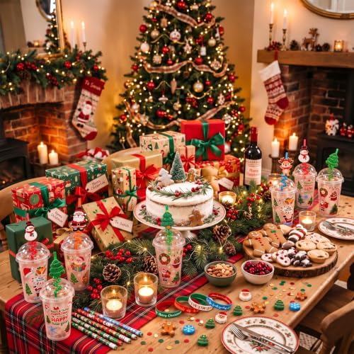Baderke 12 Sets Classroom Christmas Party Favors with Cups, Santa - Image 6