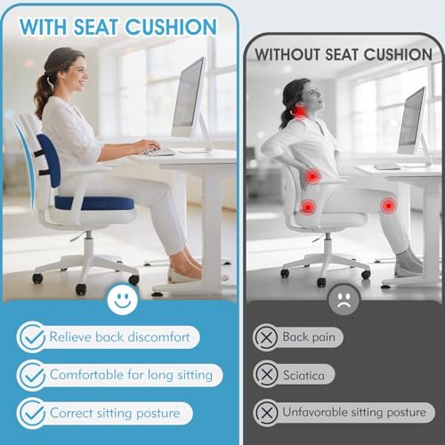 CushZone Seat Cushion and Lumbar Support Pillow for Office Chair, Blue - Image 4