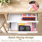 Menkxi 16'' Under Desk Drawer Slide-out Steel Under Counter Drawers Storage Organizer Large Hidden Pull-out Tray for Table Desks Home Office Workstation(White,2 Layer) - Image 3