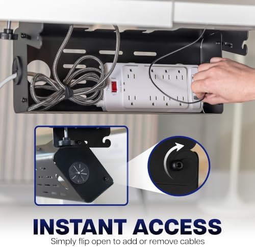 VIVO Black Clamp-On Flip-Open 19 in Cable Management Box, DESK-ACMB20-C - Image 3