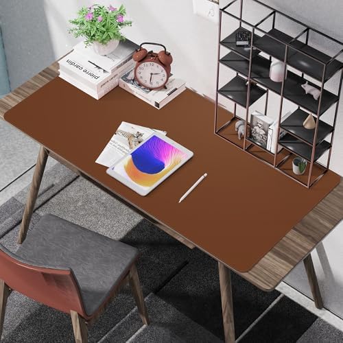 Leather Desk Pad Protector,Mouse Pad,Office Desk Mat, Non-Slip PU Leather Desk Blotter,Large Desk mat,Waterproof Keyboard mat for Office/Home/Decor (Brown,48" x 24") - Image 6