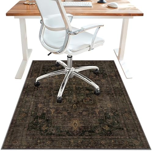 48"x60" Office Chair Mat for Hardwood Floor, Non-Slip Charcoal Brown by BESBLEE