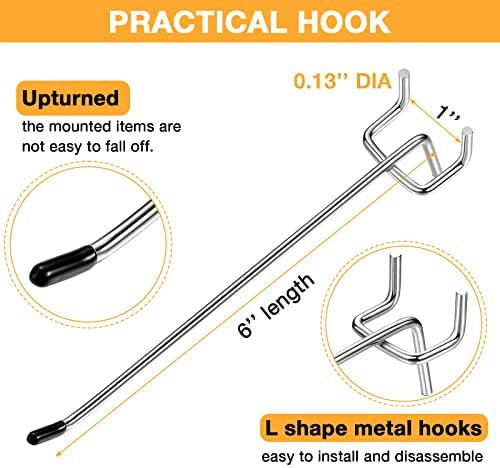 Moxweyeni 100 Pack 6 Inch Pegboard Hooks for Hanging, Pegboard Accessories - Image 2