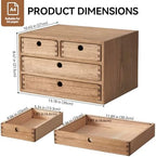 KIRIGEN Wood Desktop Organizers with Drawers Home Workspace Office Supplies Wooden Storage Box Shelf Case Hold Makeup Box with 4 Drawers Dark Brown - Image 3