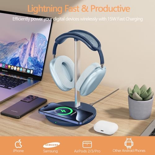 Hiwe Headphone Stand with Wireless Charger, Headset Holder for Desktop - Image 4