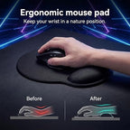 10 Pack Ergonomic Mouse Pad with Wrist Rest Support, Gel Memory Foam Computer Pad for Pain Relief & Comfort, Non-Slip Base for Gaming, Office, Home Use (Black) - Image 4