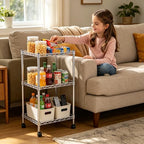 3 Tier Storage Racks Shelving, Heavy Steel Pantry Shelves, Adjustable Wire Shelving Rack, Suitable for Garage, Kitchen, Bathroom, Office, 12" W x 12" D x 24" H, Chrome - Image 4