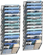 14-Tier Wall File Organizer and Hanging File Organizer, Black, 2Pack by JMHUD