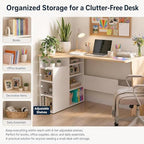 Garvee L Shaped Desk with Storage Shelves, Small Corner Desk for Small Spaces, Corner Table with 3 Tier Shelves, Home Office, Writing Study Gaming Desk Oak Wood - Image 3
