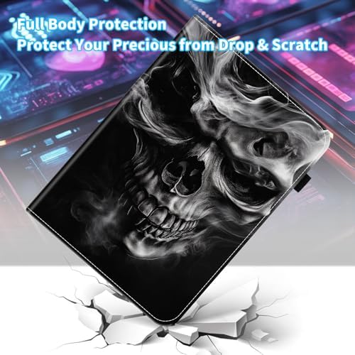 Case for Samsung Galaxy Tab S10 FE Plus 13.1 Inch 2025 Model (SM-X620/X626),Card Slot PU Leather TPU Case Pen Holder Auto Wake Sleep,Smoke Skull - Image 3