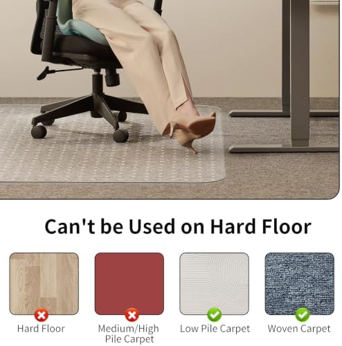 WASJOYE Office Chair Mat for Carpet, 30" x 48" Clear Heavy Duty Chair Mat - Image 3