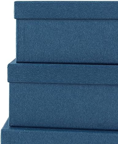 Soul & Lane - Navy Blue Decorative Storage Boxes with Lids, Set of 3 - Image 3
