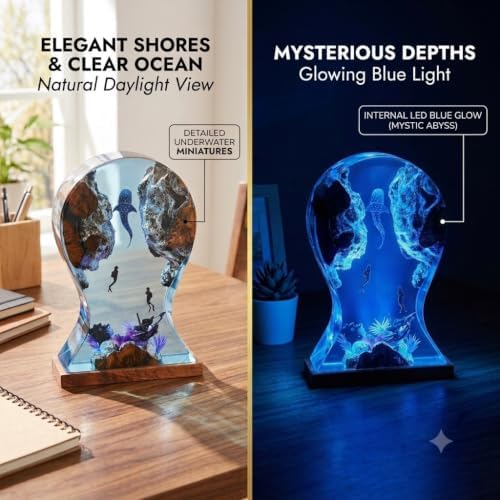 Cool Headphone Stand Holder for Desk, Handmade Ocean Lamp, Ocean Gifts - Image 4