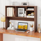 BECOMFORT Desk Hutch, Desk Organizer Shelf with 4 Storage Compartments, Wooden Display Rack, Desktop Bookshelf for Vanity Dressing Tabletop College Dorm Home & Office - Image 2