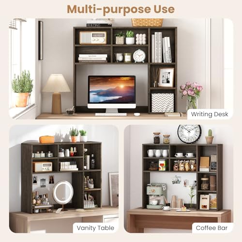 LDAILE 31'' Desk Shelf, 3-Tier Desk Hutch with 7 Shelves for Computer Desk, Desktop Bookshelf with 3 Adjustable Shelves for College Dorm Office Home Study Room Desk, 37 x 10 x 31 in - Image 5