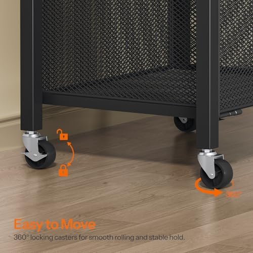 HOOBRO Printer Stand with Hanging File Drawer, Rolling Printer Cart on Wheels, Mobile Filing Cabinet Storage Shelf, Home Office Desk Side Organizer, Black BB17UPS01 - Image 7