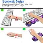 4 in 1 Ergonomic Memory Foam Mouse Pad Wrist Rest Set, Large XXL Gaming Desk Pad + Keyboard Wrist Rest + Mouse Wrist Cushion + Coaster for Home Office Study Gaming, Purple Flowers and Butterfly - Image 5