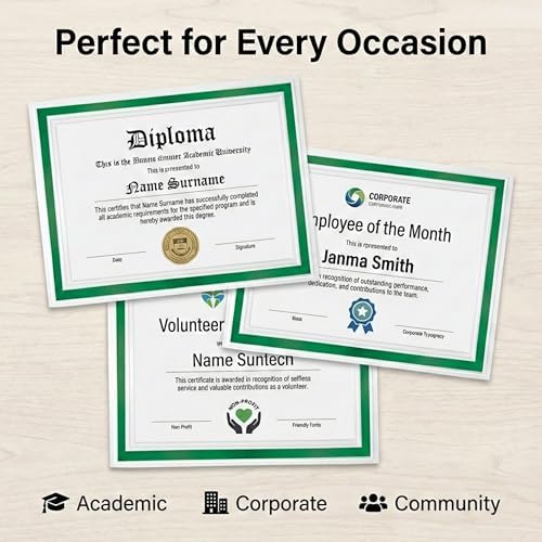 Signature Specialty Certificates, Green Bold Foil Border, 50 Sheets - Image 4
