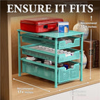 Simple Houseware Stackable 3 Tier Slide Basket Organizer Drawer, Turquoise - Image 3